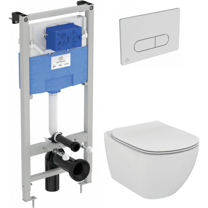Комплект IDEAL STANDARD TESI подвесной унитаз+инсталляция+кнопка P386801